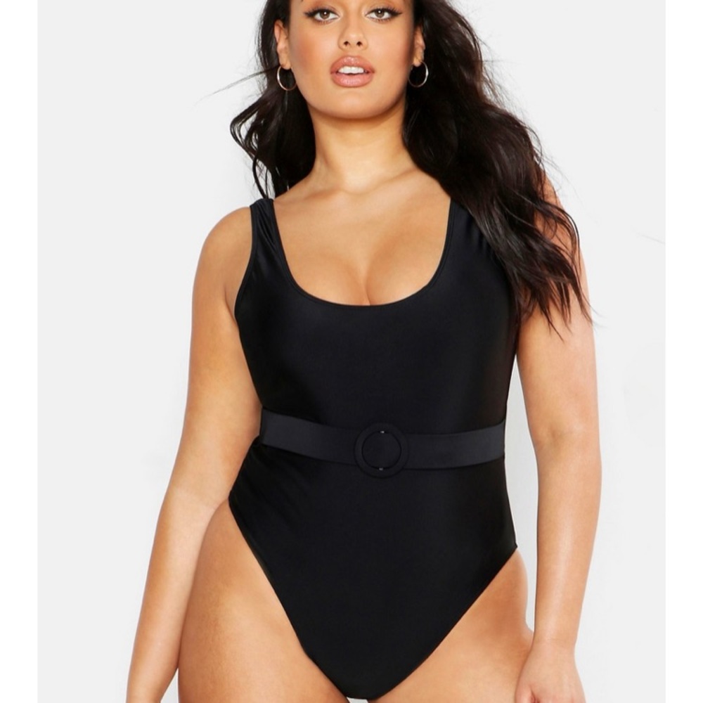 NWT boohoo plus high cut belted one piece